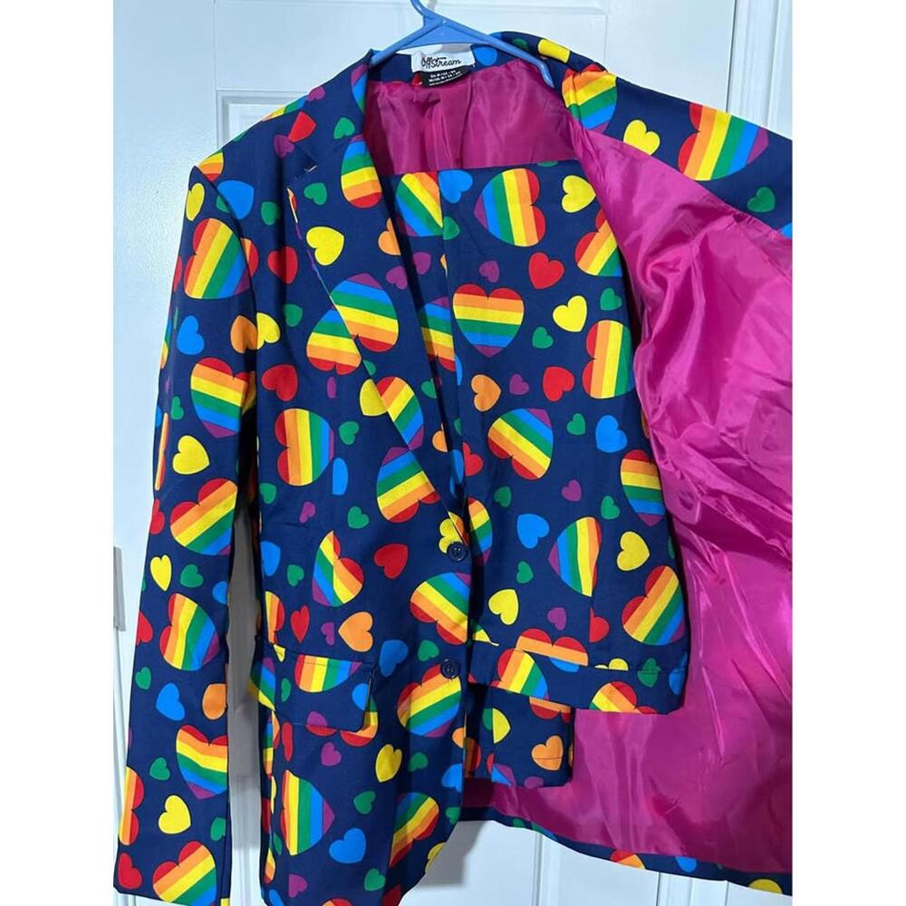 Colorful Heart Pattern Blazer - Picture 5 of 7